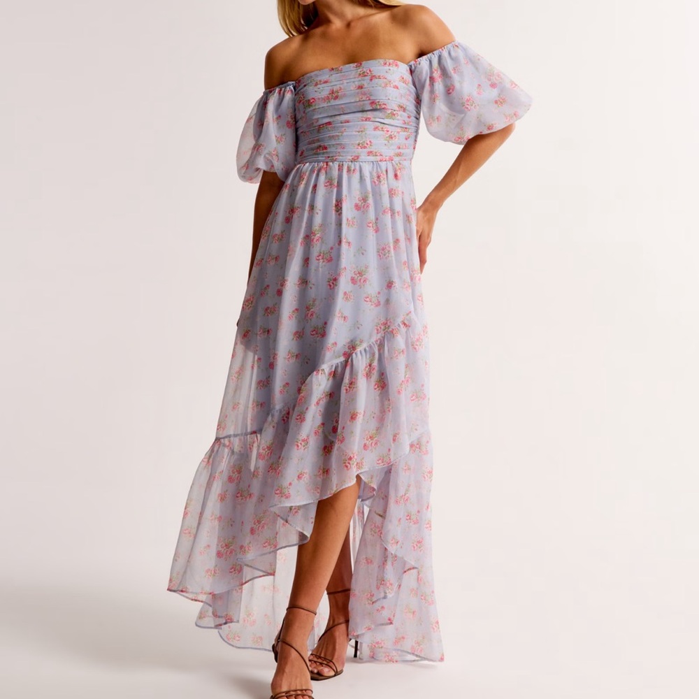 Abercrombie & Fitch Floral Maxi Dress - Light Blue and Pink